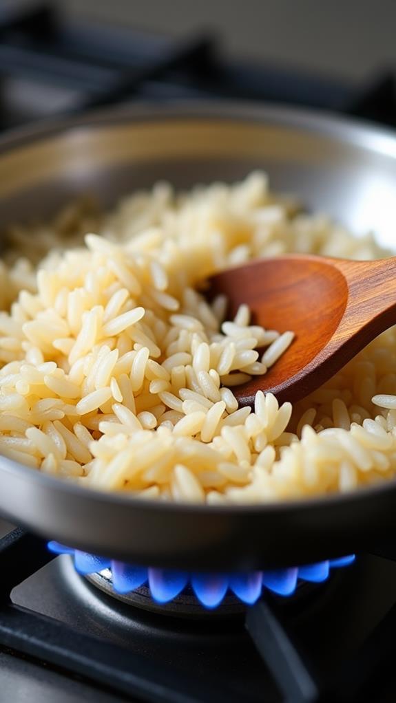 toast arborio rice step