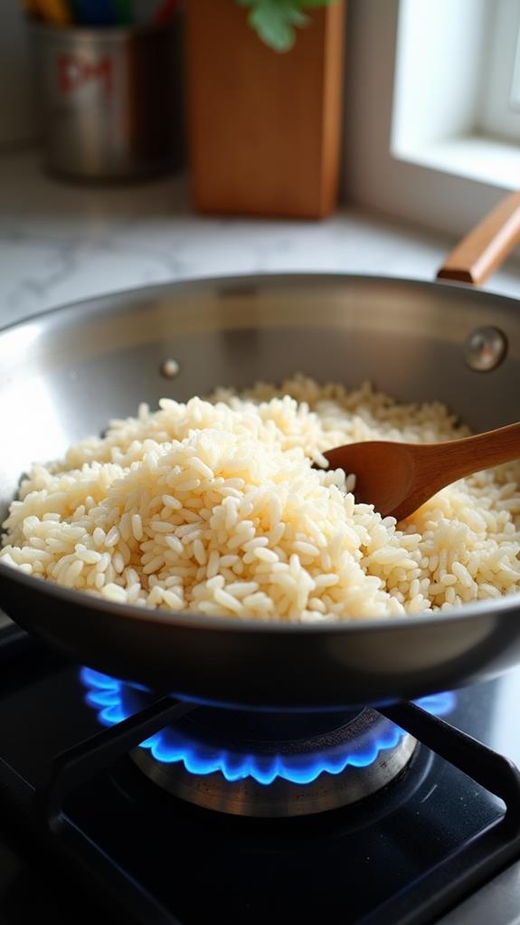 toast arborio rice step