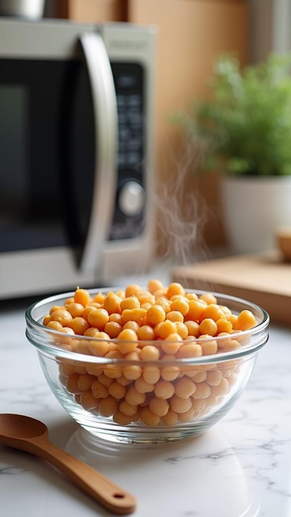 warm chickpeas in microwave