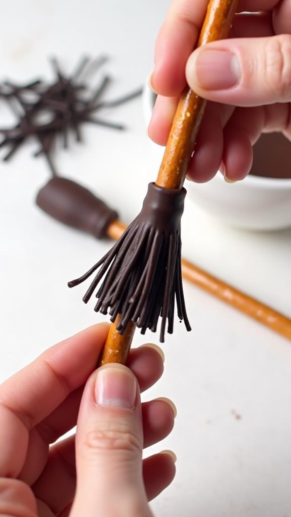 wrap licorice around pretzel