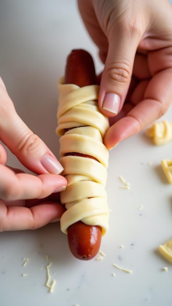 wrap the hot dogs