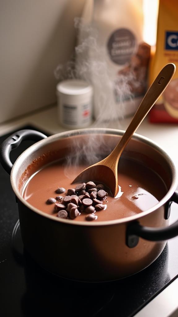 add chocolate chips stir