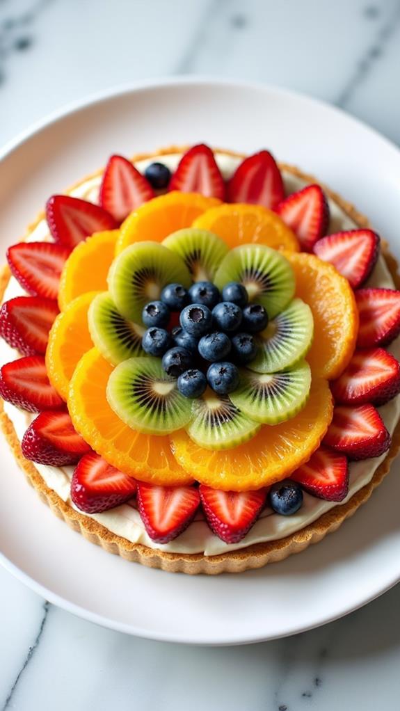 arrange fruit on tart