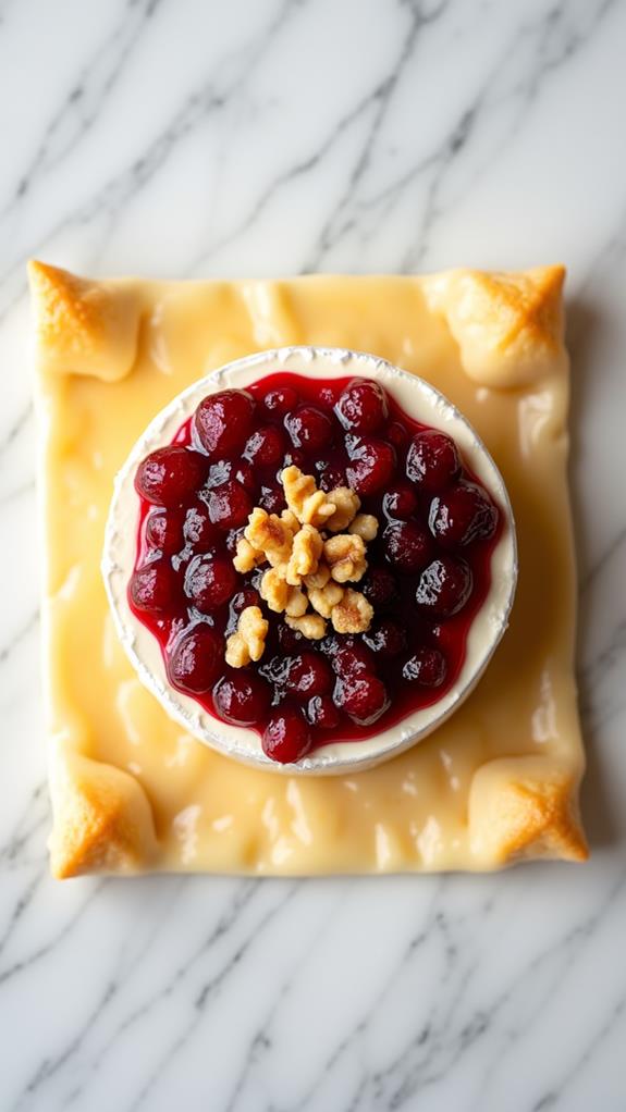 assemble brie with toppings