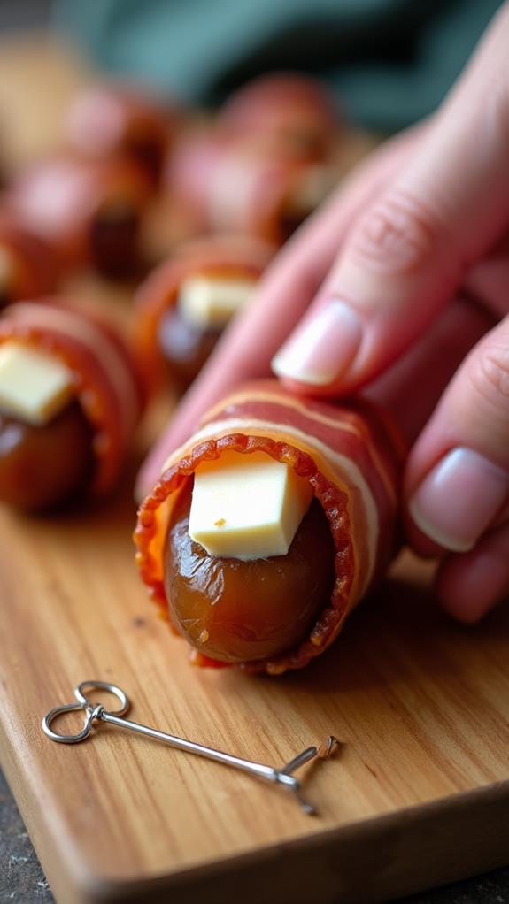 bacon wrapped stuffed dates