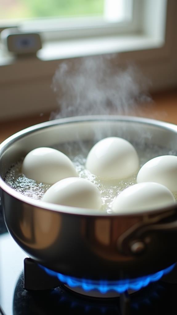 boil eggs until firm