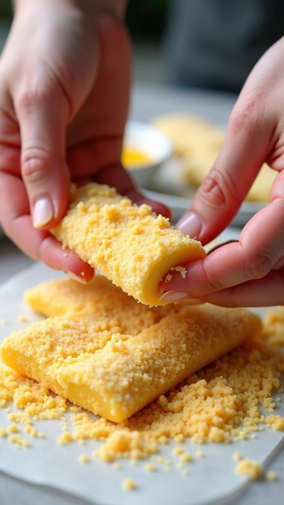 breadcrumb coated sticks preparation