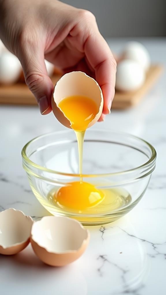 carefully separate egg whites