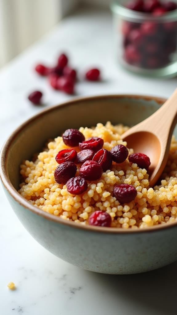 combine cranberries with quinoa