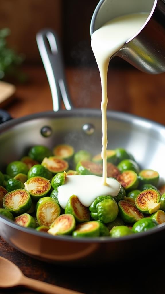 cream addition and simmering