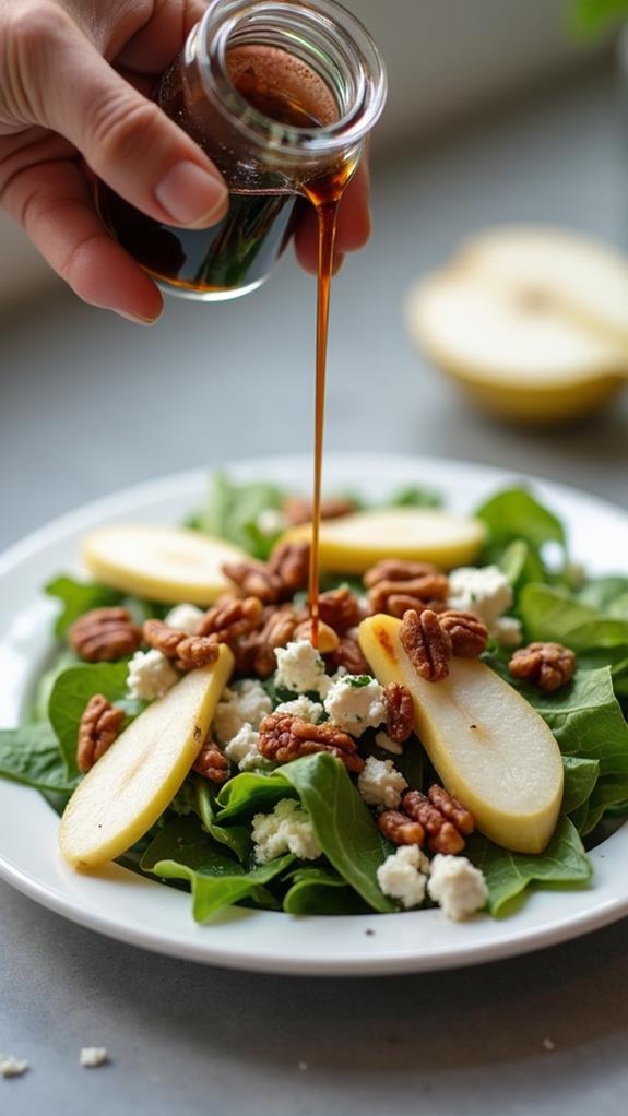 drizzle balsamic vinaigrette evenly