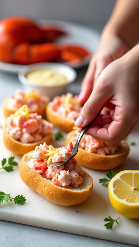 fill rolls with lobster