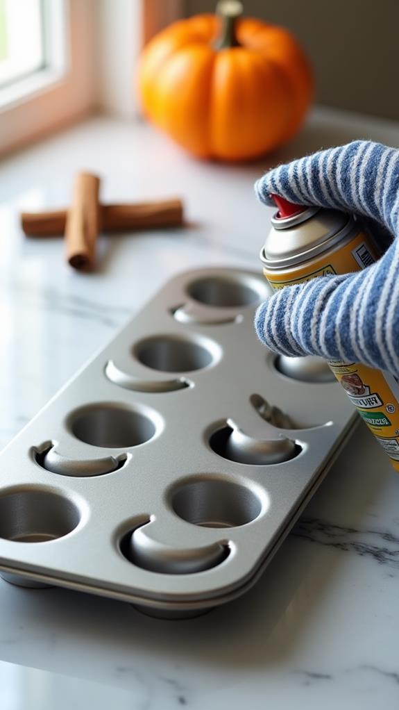 grease donut pan thoroughly