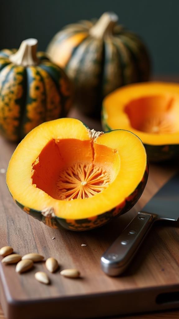 halve the squash carefully