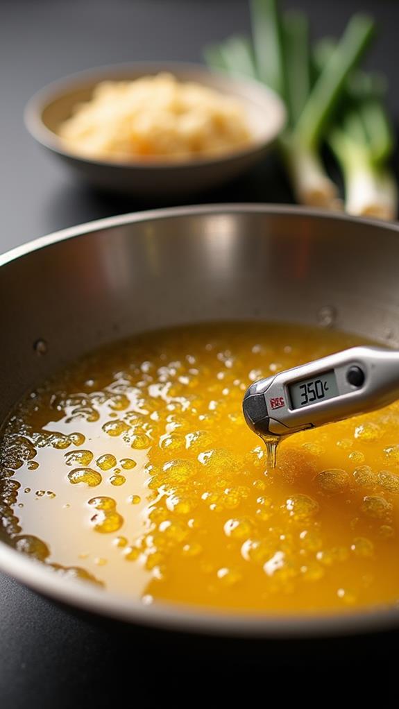 heat oil to 350 f
