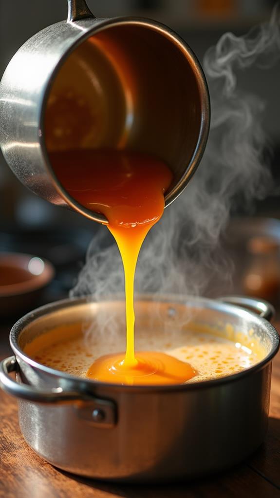 incorporate caramelized sugar cream