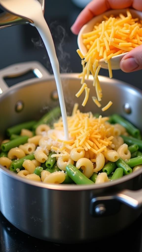 incorporate milk and cheese