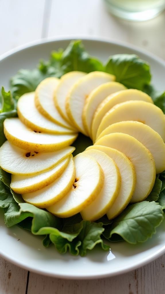 layered sliced pears