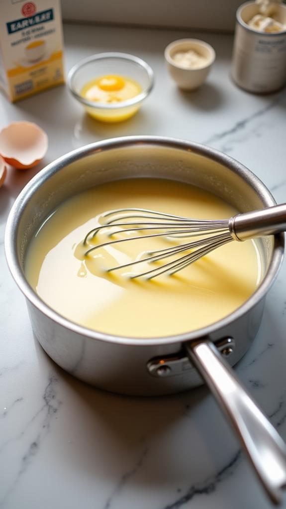 mix cream and eggs