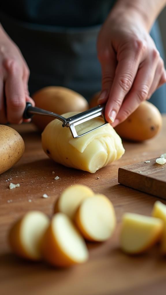peel and quarter potatoes