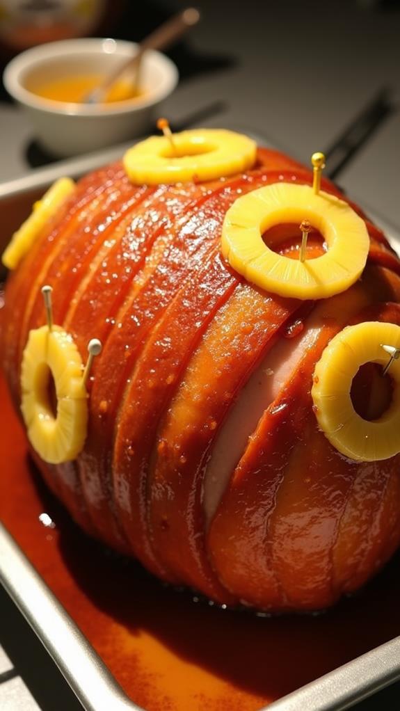 pineapple slices on ham