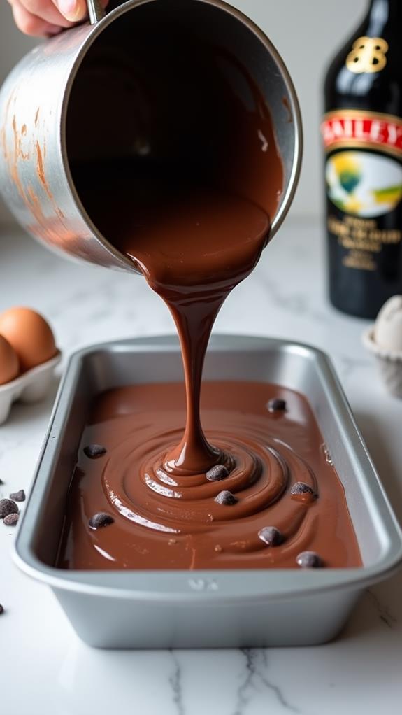 pour batter into pan