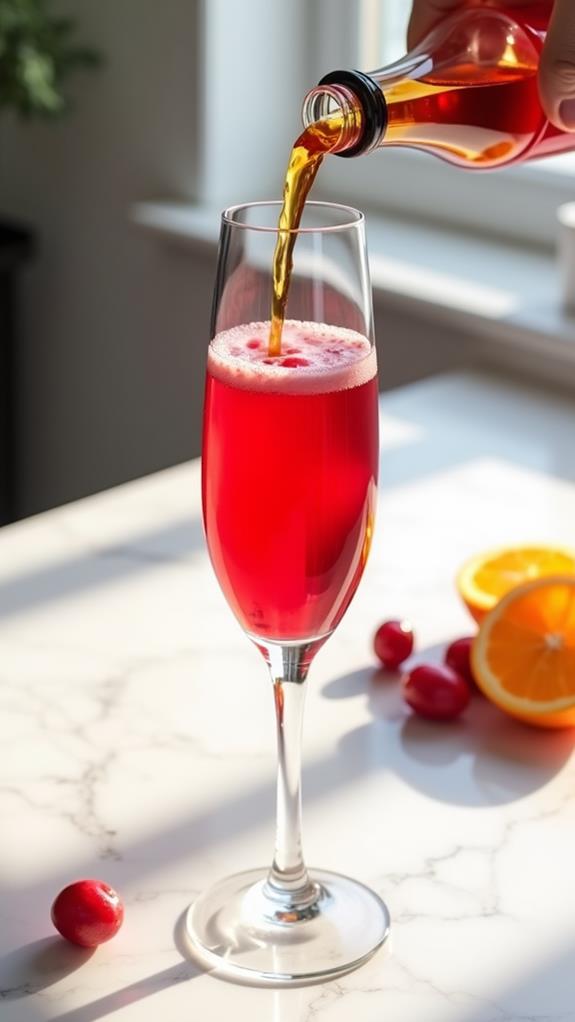 pour cranberry juice liqueur