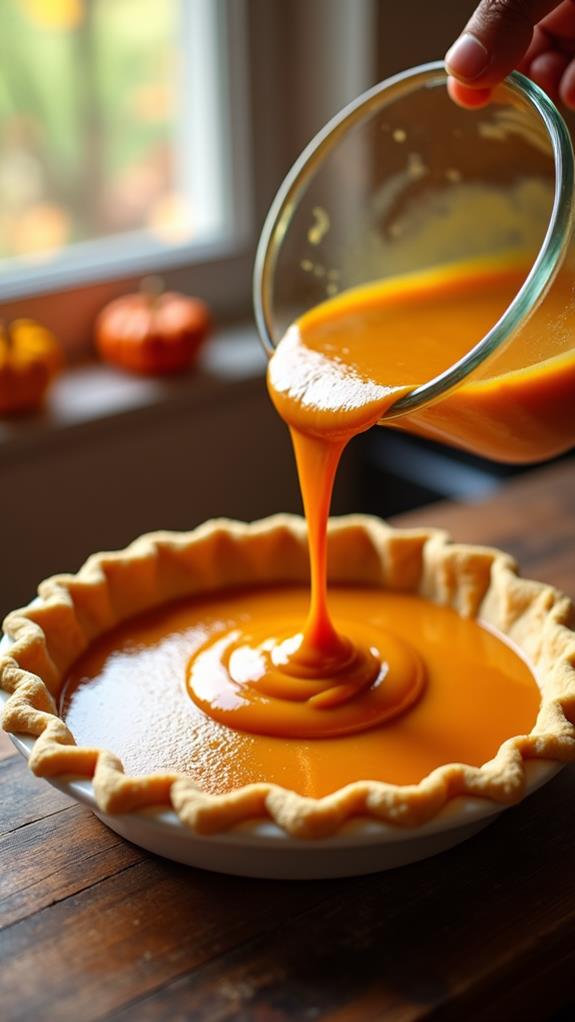 pour filling into crust