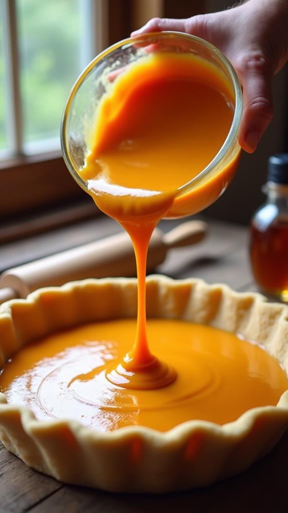 pour filling into crust