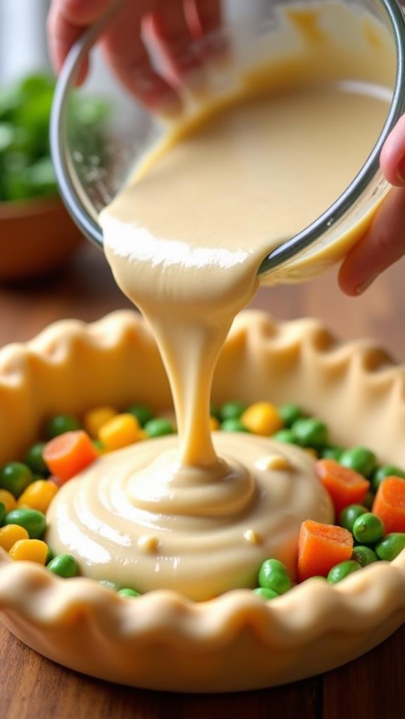 pour filling into crust