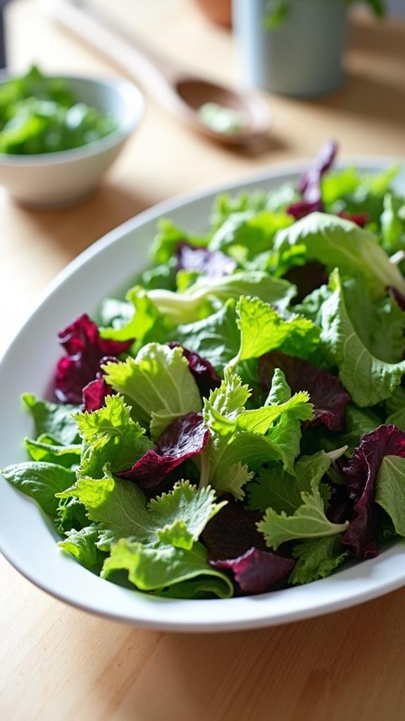prepare mixed salad greens