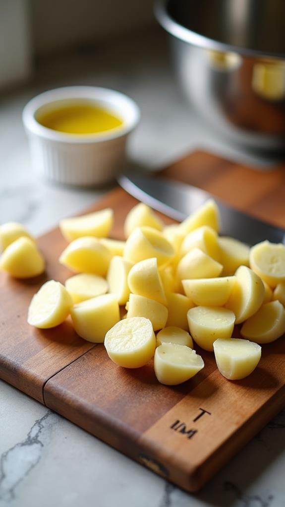 preparing potatoes for cooking
