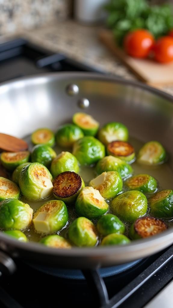 saut sprouts with butter