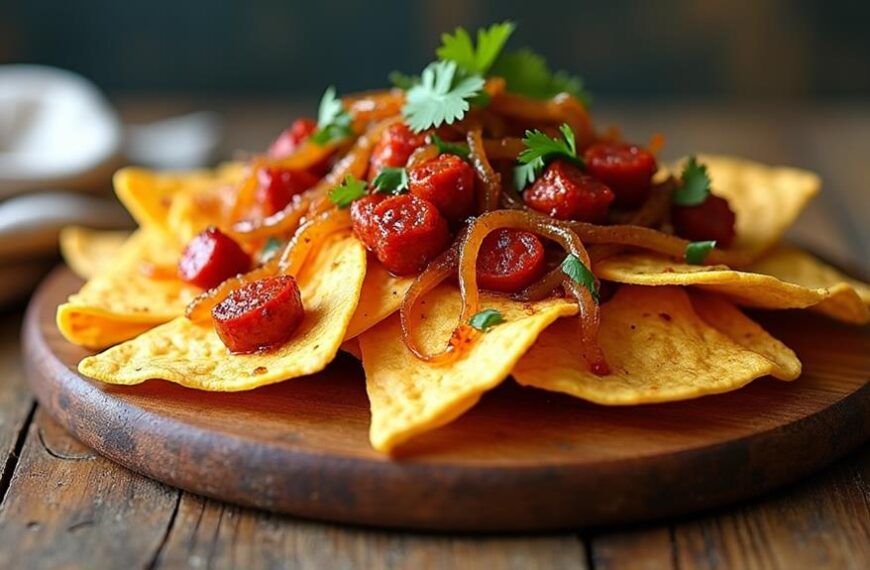 savory nachos with chorizo