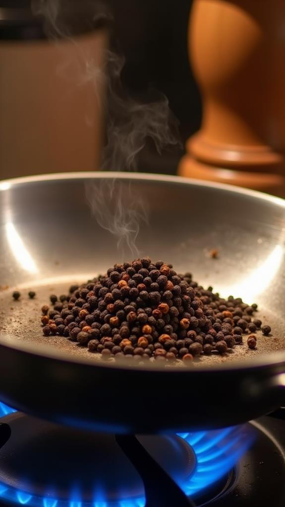 toast black pepper seeds