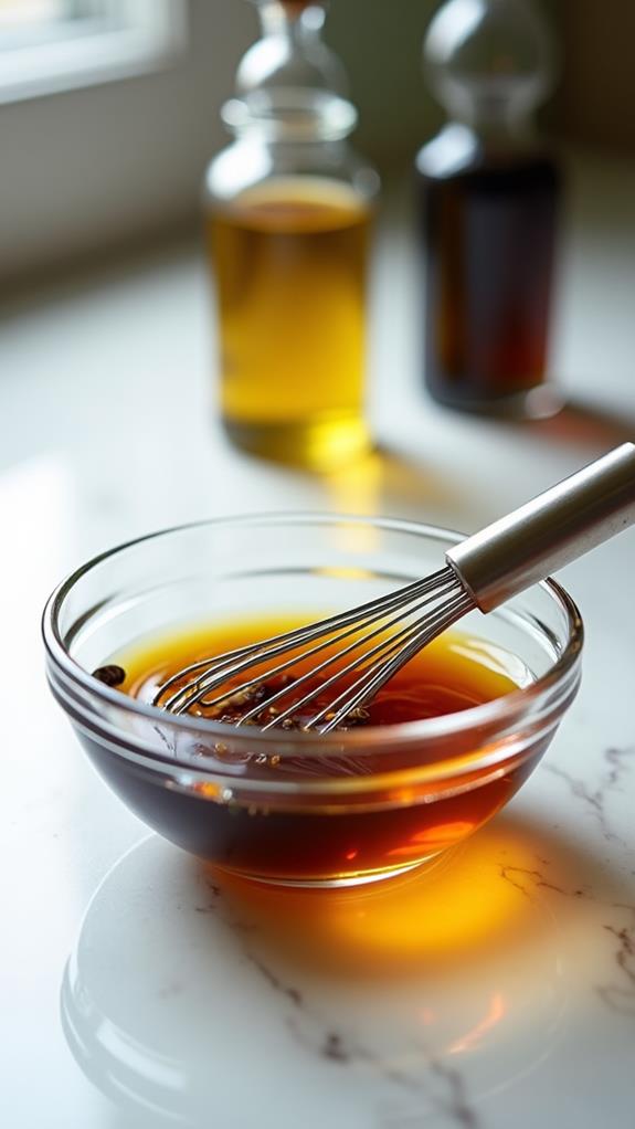 whisk dressing in bowl