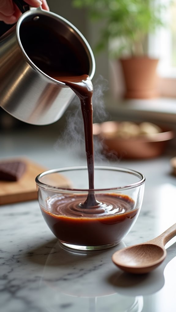 adding cream ganache filling