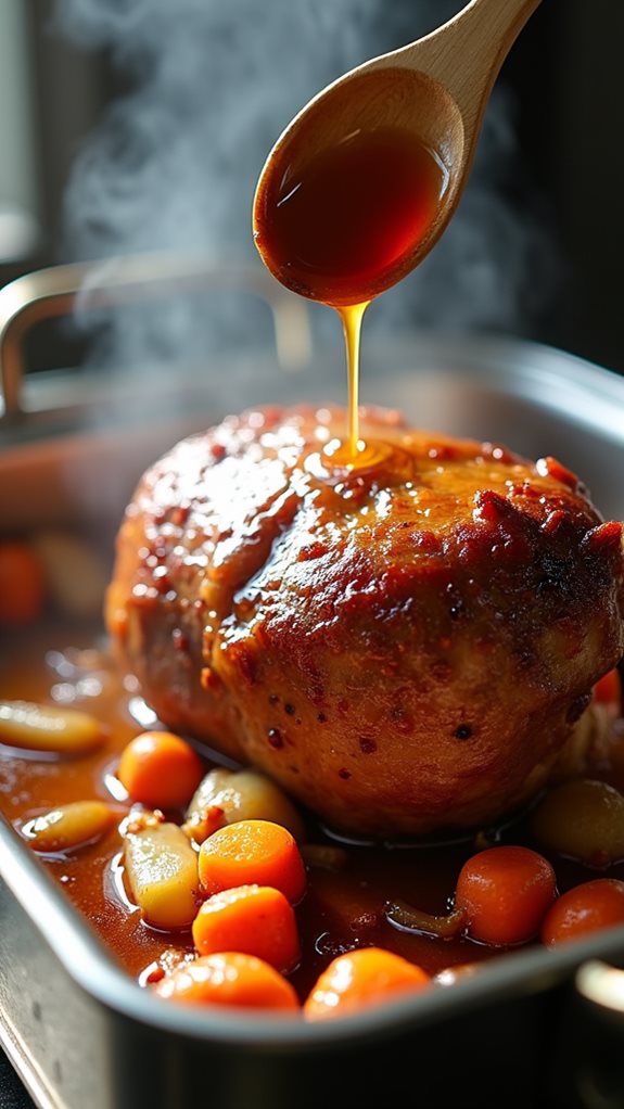baste lamb using sauce