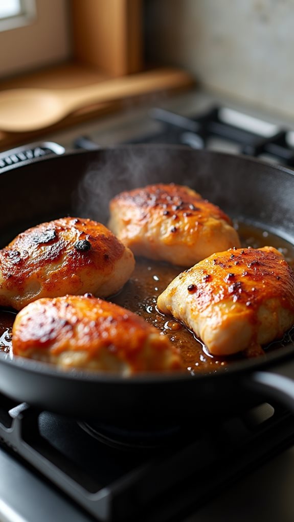 brown chicken on stovetop