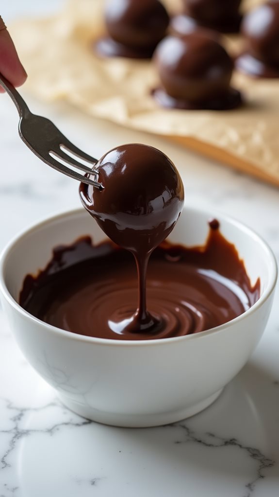coating with melted chocolate