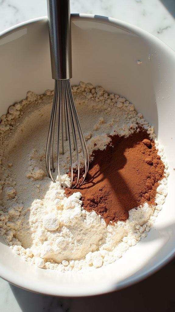 combine flour and cocoa