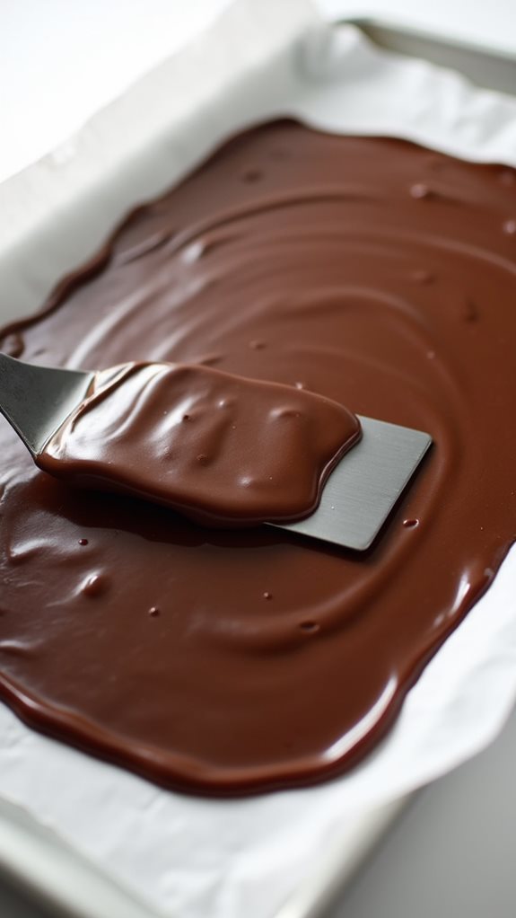 evenly distribute melted chocolate