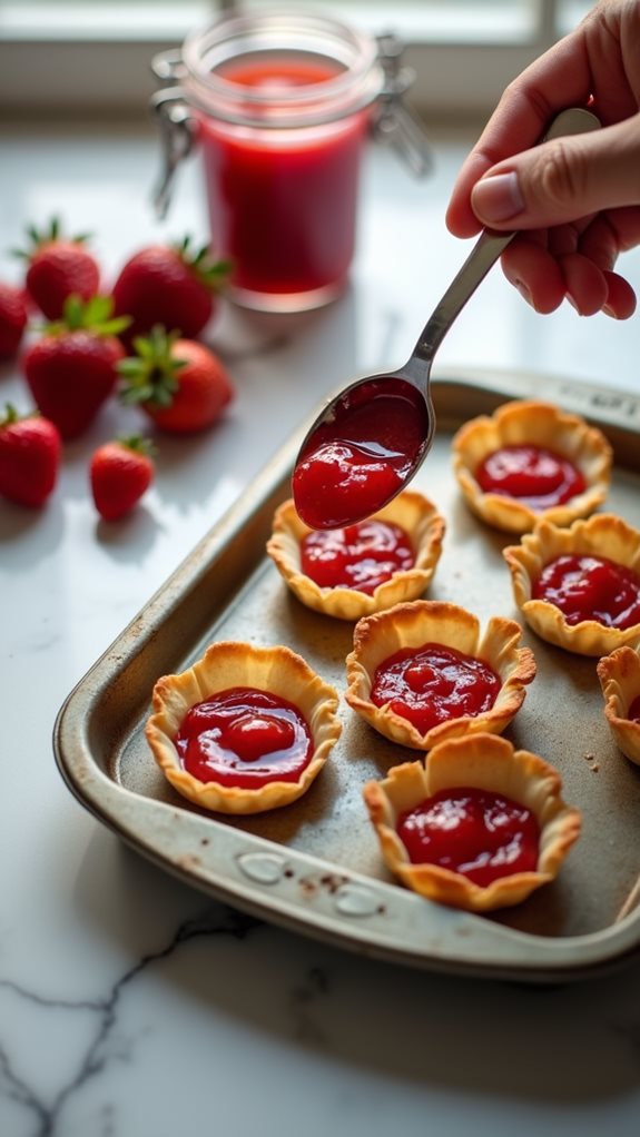 fill tarts with jam