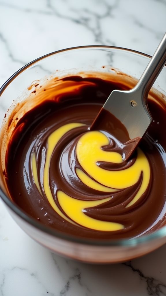 fold yolks into chocolate