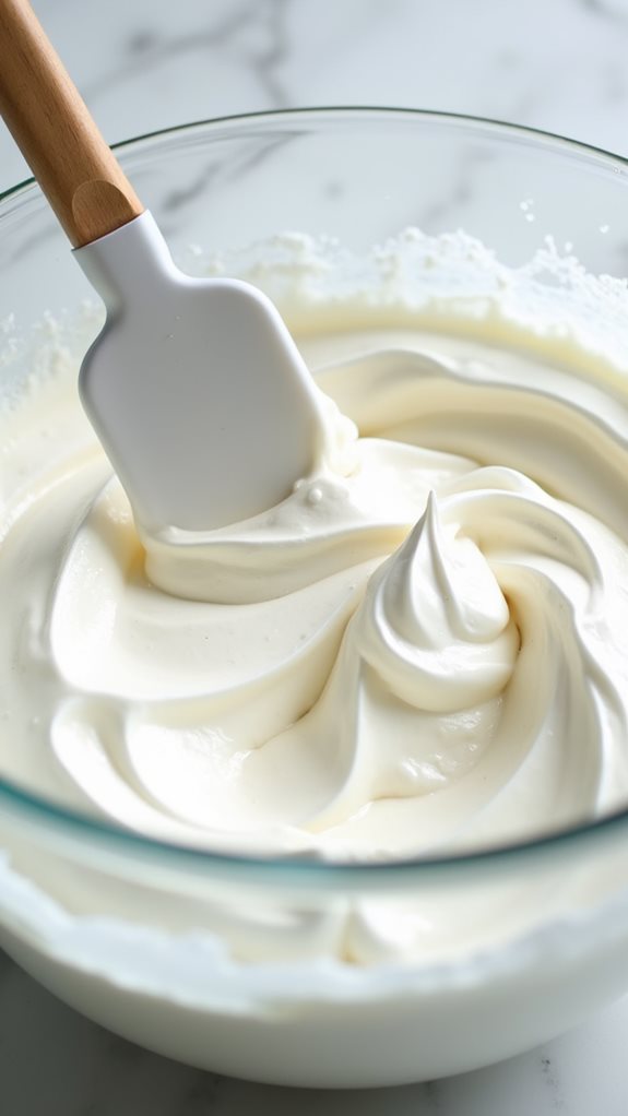 gently incorporate marshmallows into cream