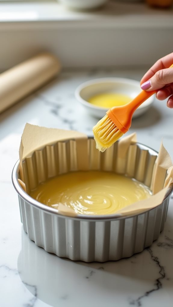 grease cake pan well