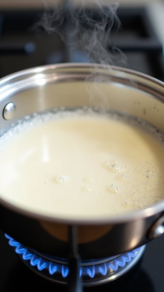 heat cream to simmer
