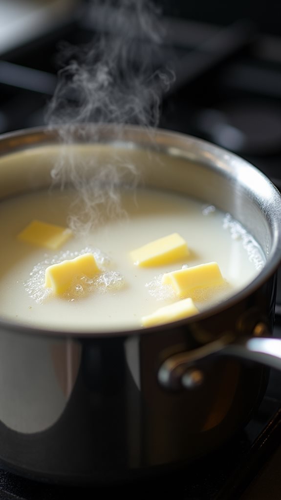 heat the cream and butter
