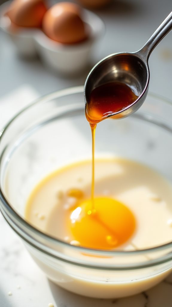 incorporate eggs and vanilla