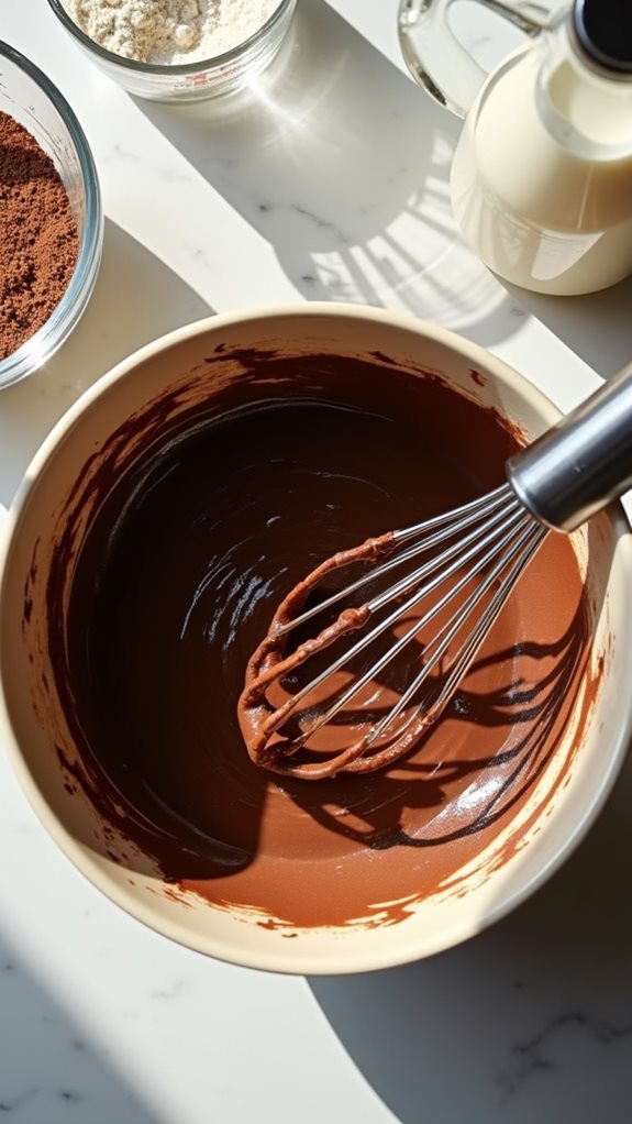 mix wet and dry ingredients